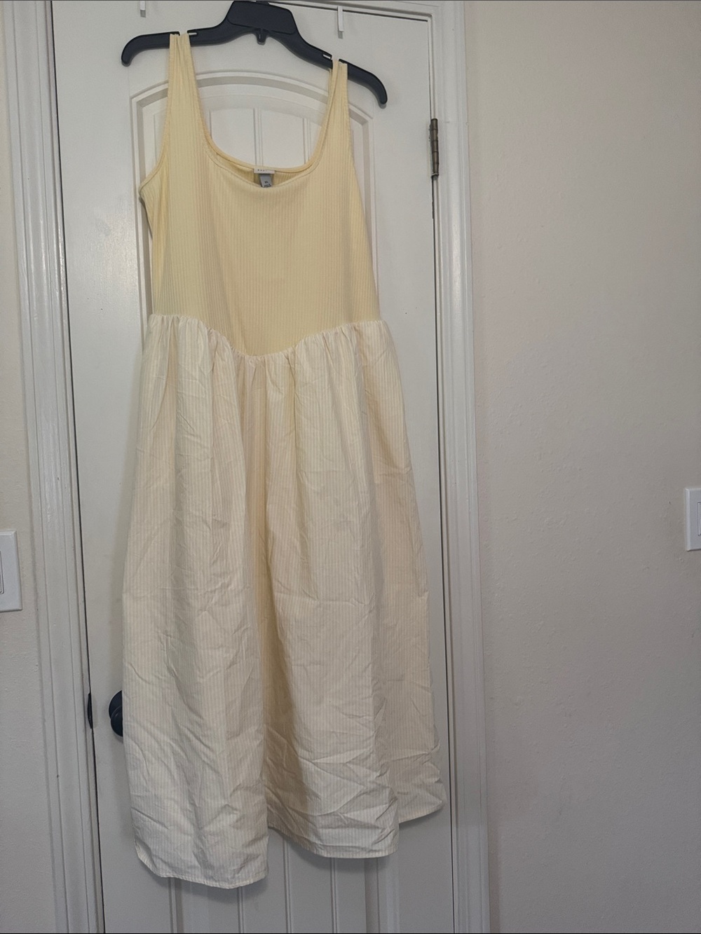a new day Soft Yellow and Cream Sleeveless Sundress